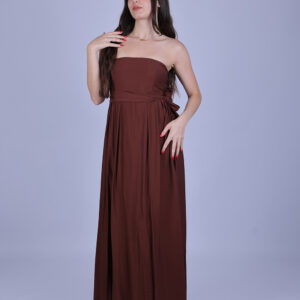 Strapless Tie-Waist Maxi Dress