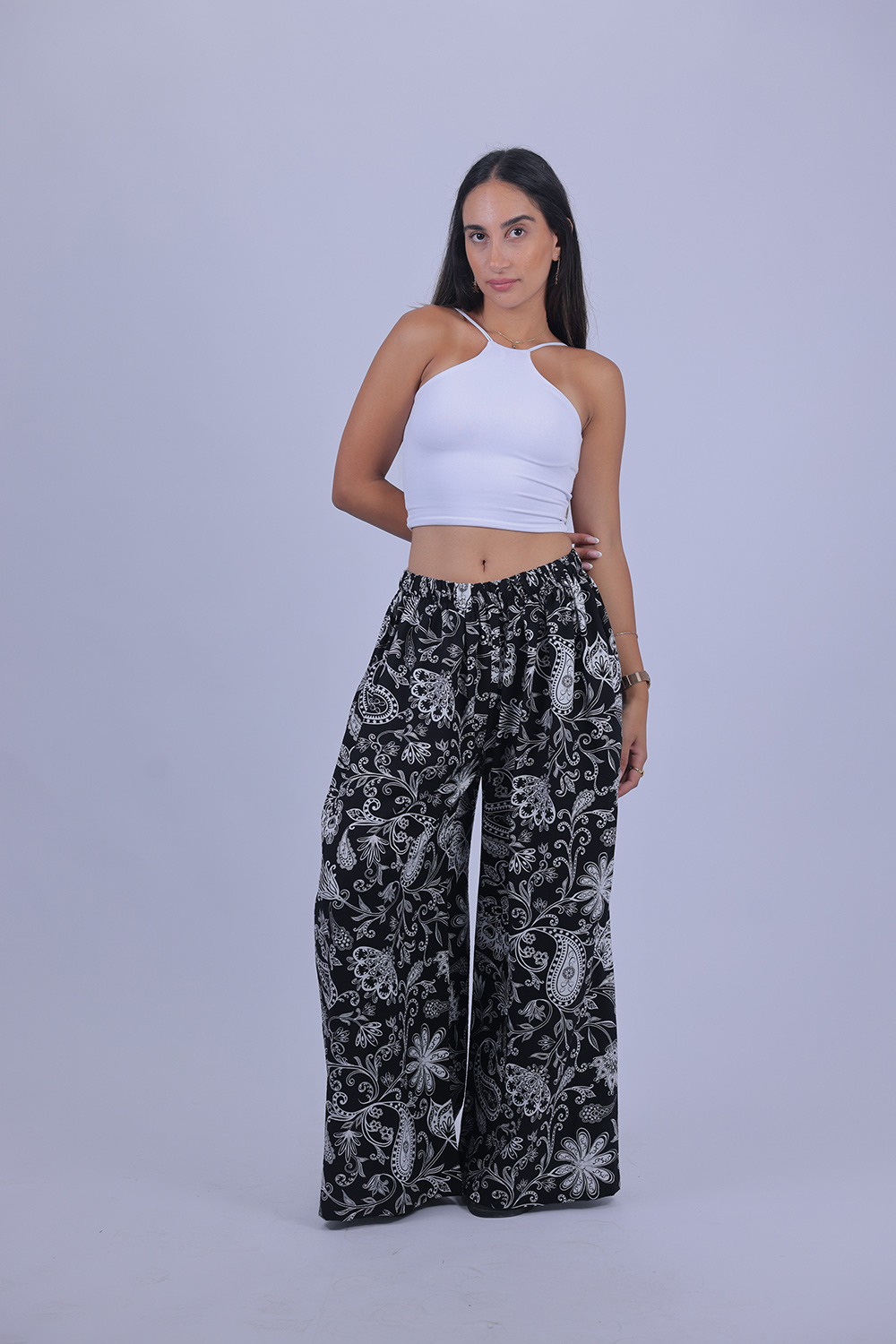 Printed Wide Leg Pants
